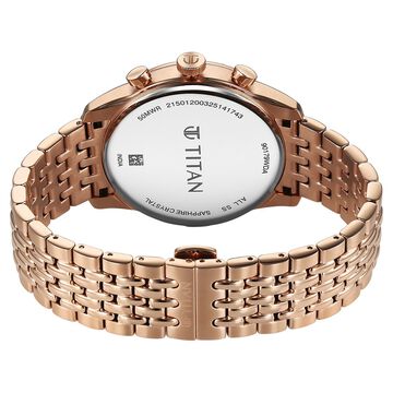 Titan Micromotors Analog with Independent Hour, Minute and 2nd Sub-Dial Rose Gold Stainless Steel Strap Watch for Men
