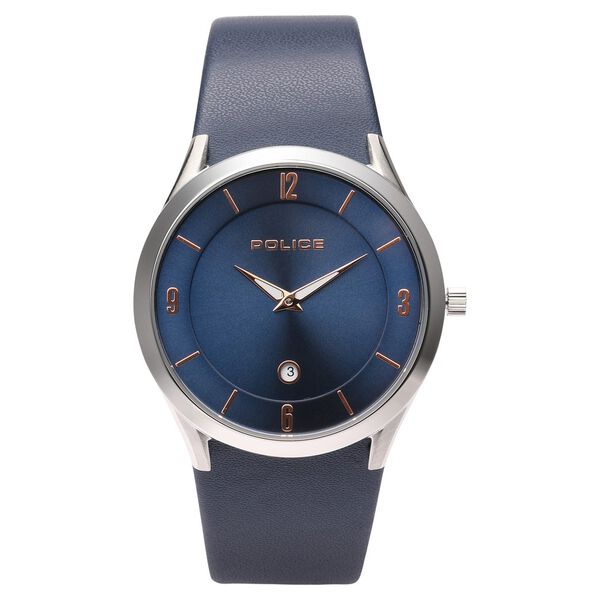 Police Quartz Analog Blue Dial Leather Strap Watch for Men - image number 0