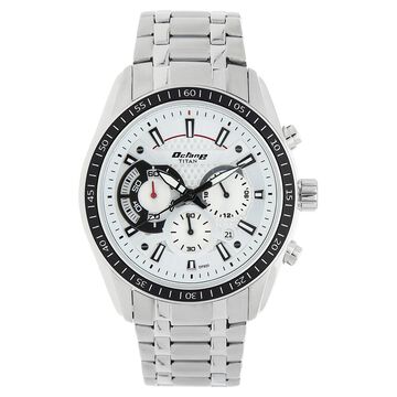 Titan Octane Quartz Chronograph White Dial Silver Stainless Steel Strap Watch For Men