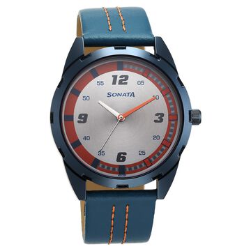 Sonata Blues Quartz Analog Two Toned Dial Metal Strap Watch for Men