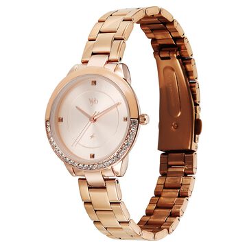 Vyb Eclipse By Fastrack Quartz Analog Rose Gold Dial Rose Gold Stainless Steel Strap Watch For Girls