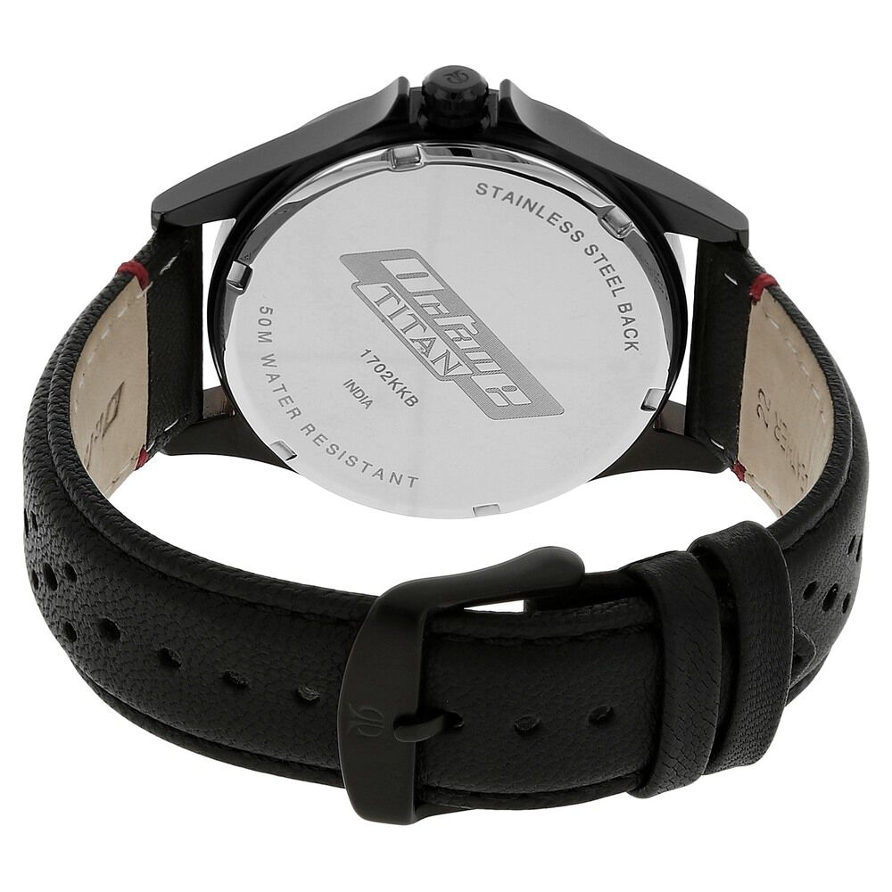 Buy Online Titan Quartz Analog with Day and Date Black Dial Leather Strap Watch for Men nr1702nl01 Titan