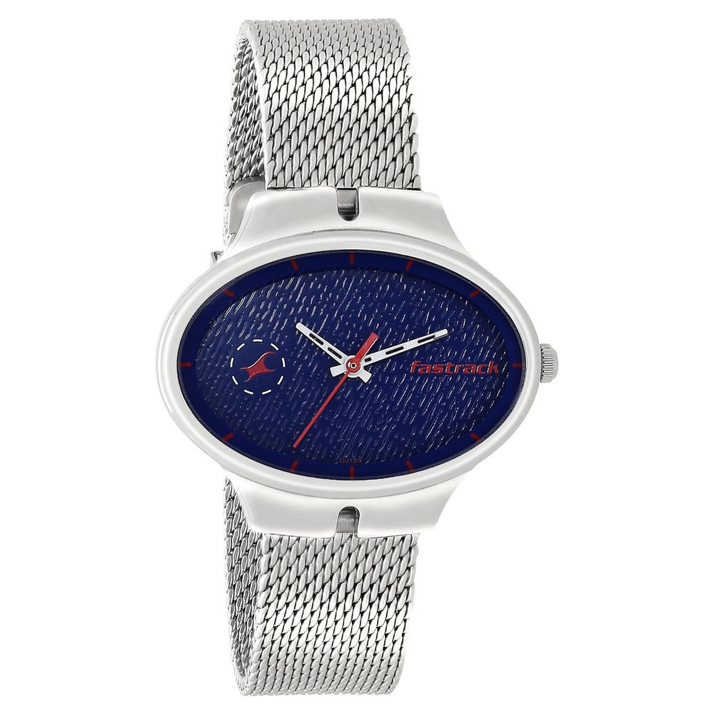 Buy Online Fastrack Denim Quartz Analog Blue Dial Stainless Steel Strap Watch for Girls nn6185sm01 Titan