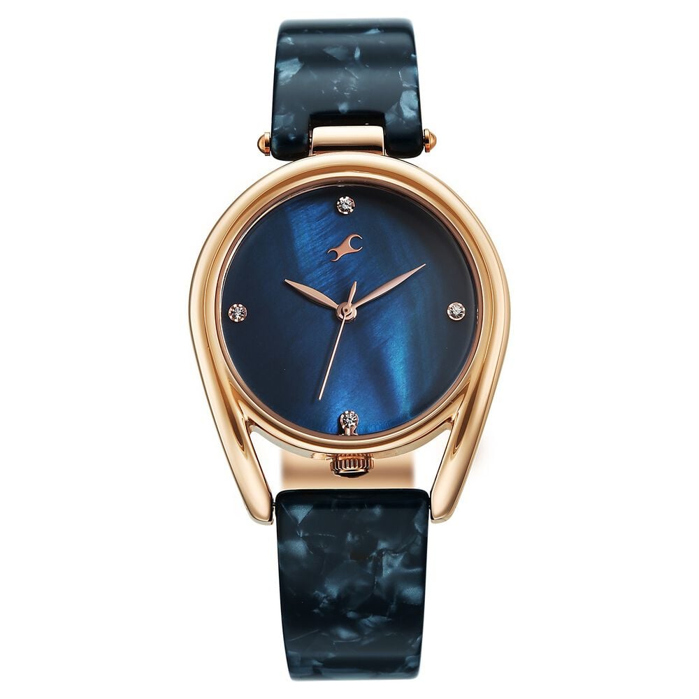Fastrack Younique Quartz Analog Blue Mother Of Pearl Dial Two Toned Acetate & Metal Strap Watch For Girls-picture-10