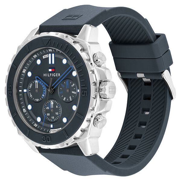Tommy Hilfiger Quartz Multifunction Blue Dial Blue Silicone Strap Watch For Men - image number 1