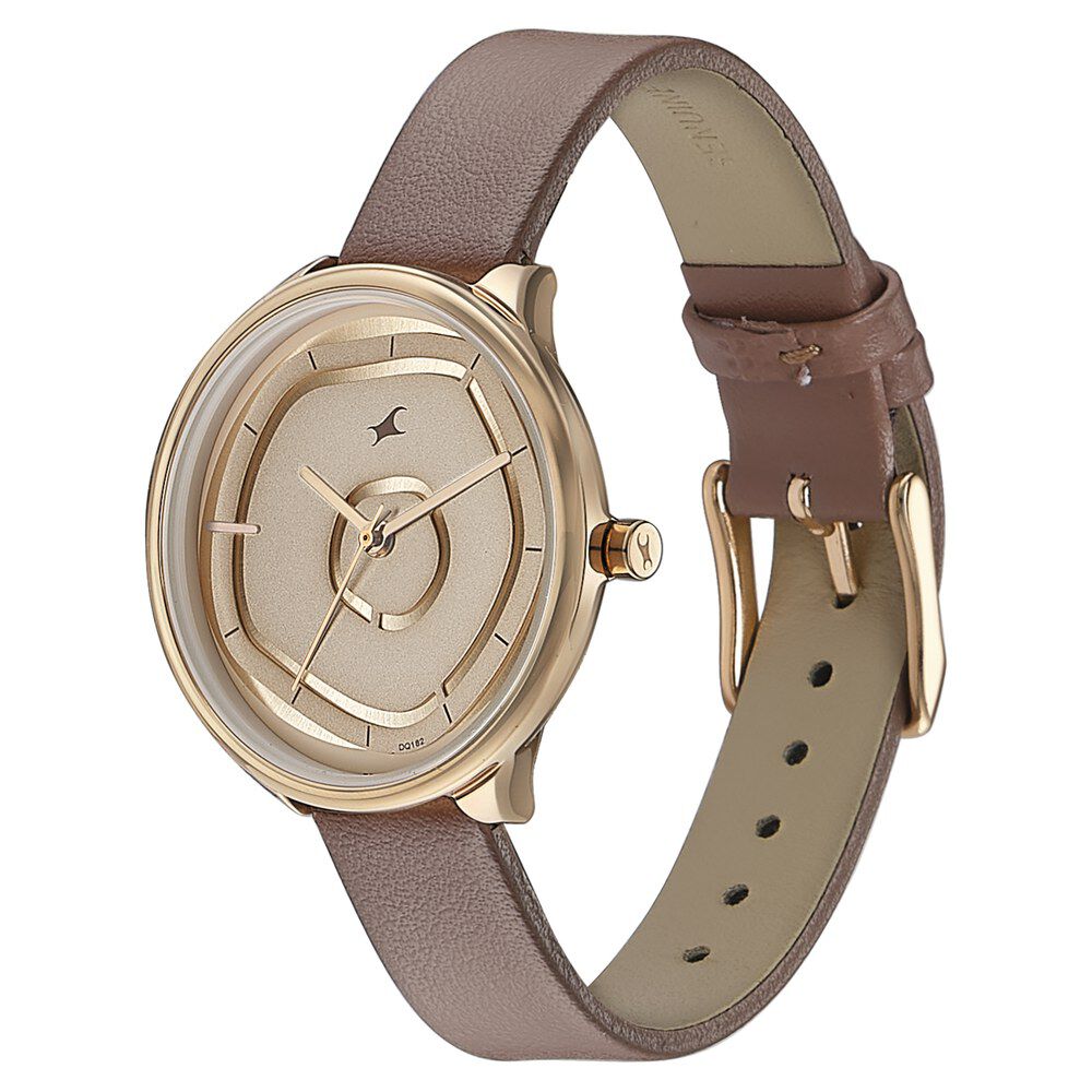 Buy Online Fastrack Stunners Quartz Multifunction Rose Gold Dial Leather Strap Watch for Girls 6303wl01 Titan