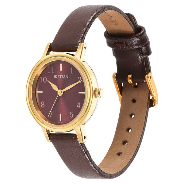 Titan Karishma Brown Dial Leather Strap Watch for Women - image number 2