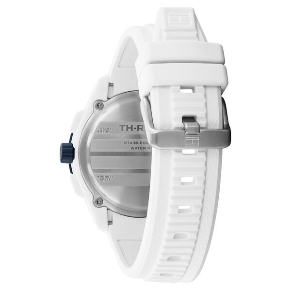 Tommy Hilfiger Quartz Chronograph Blue Dial White Silicone Strap Watch For Men - image number 1