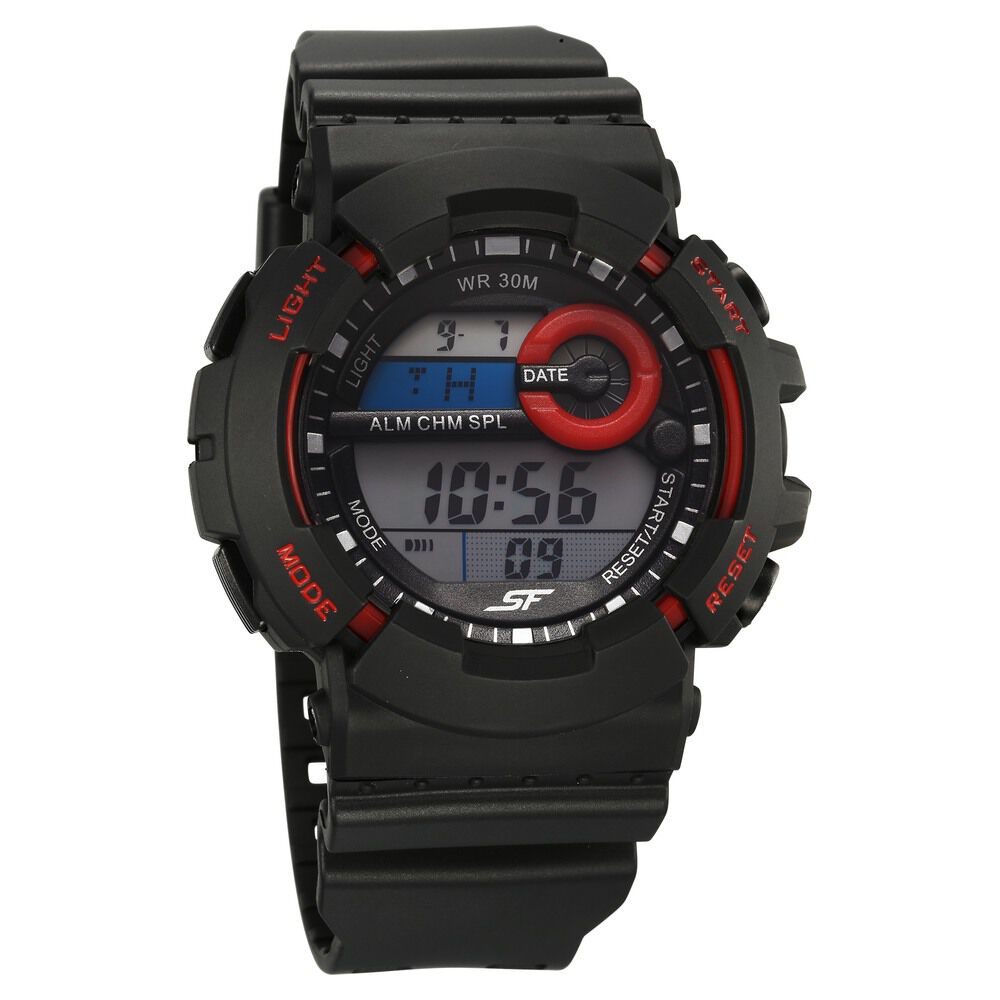 Buy Online SF Sporty Digital Black Dial Polyurethane Strap Watch