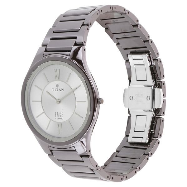 Titan Edge Ceramic Quartz Analog Silver Dial Grey Ceramic Strap Watch For Men - image number 1