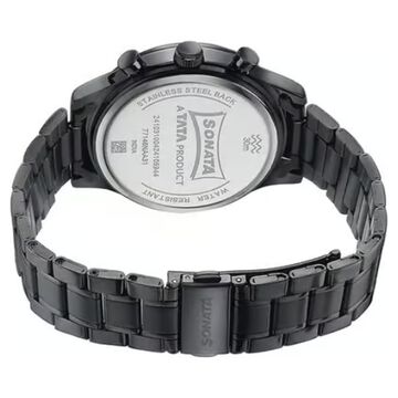 Sonata Wedding Edit Quartz Multifunction Black Dial Stainless Steel Strap Watch For Men