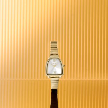 Poze By Sonata Quartz Analog Silver Dial Gold Metal Strap Watch For Women
