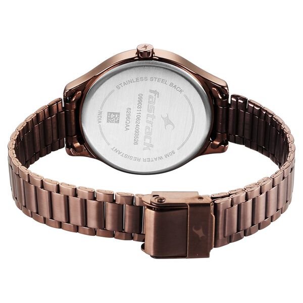 Fastrack Stunners Quartz Analog Brown Dial Brown Metal Strap Watch For Girls - image number 4