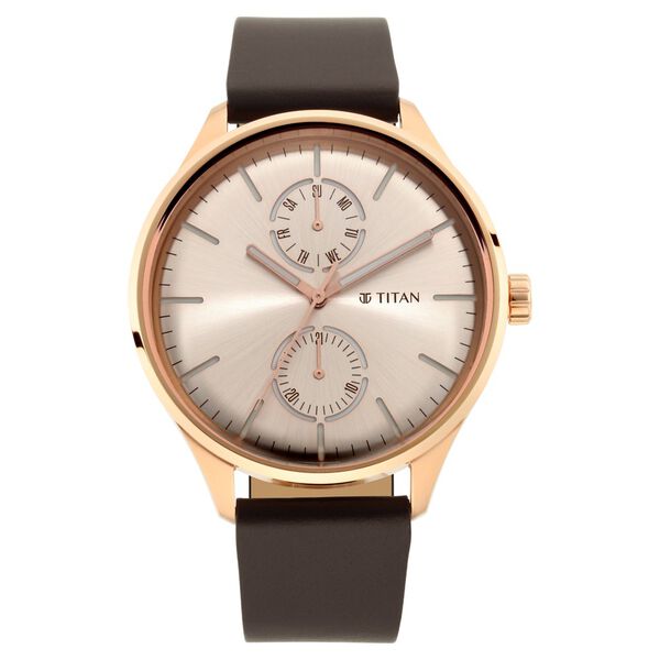 Titan Evoke Champagne Dial Analog with Day and Date Stainless Steel Strap watch for Men - image number 1