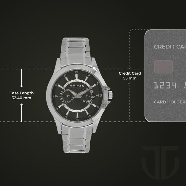 Titan Octane Multifunction Black Dial Silver Stainless Steel Strap Watch For Men - image number 2