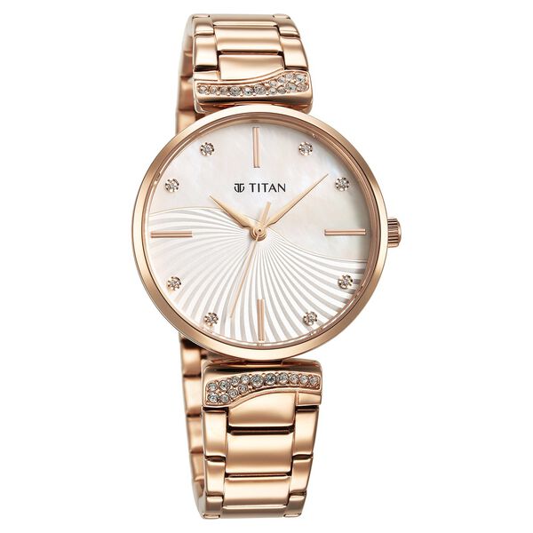 Titan Purple Style Up Quartz Analog Mother Of Pearl Dial Stainless Steel Strap Watch for Women - image number 1