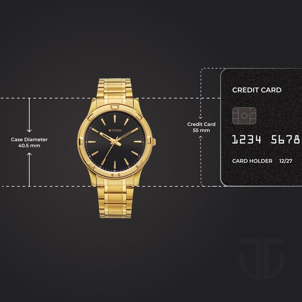 Titan Karishma Quartz Analog Black Dial Golden Stainless Steel Strap Watch For Men - image number 3