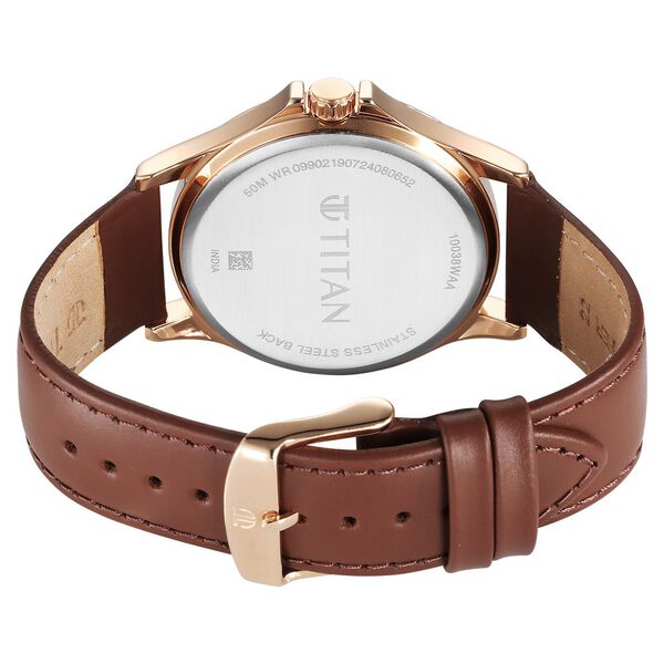 Titan Karishma Quartz Analog with Date Silver Dial Leather Strap Watch For Men - image number 4