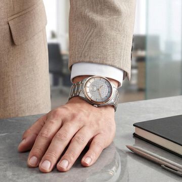 Titan Regalia Opulent Offset Second Hand White Dial Rose Gold Bimetal Strap Watch For Men