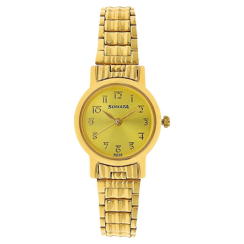 Sonata Quartz Analog Champagne Dial Stainless Steel Strap Watch for Women - image number 0