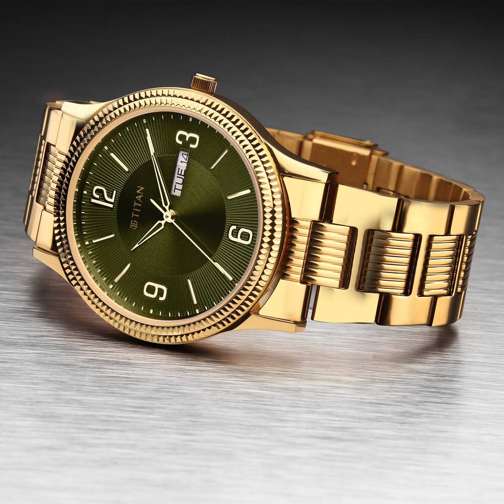 Titan watches gold plated mens cheap
