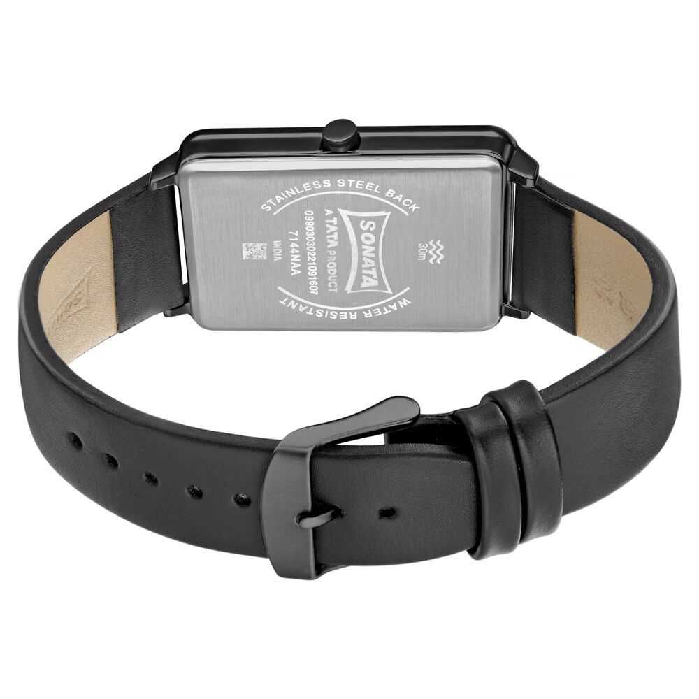 Buy Online Sonata Quartz Analog Leather Strap Watch for Men ns7144nl01 Titan