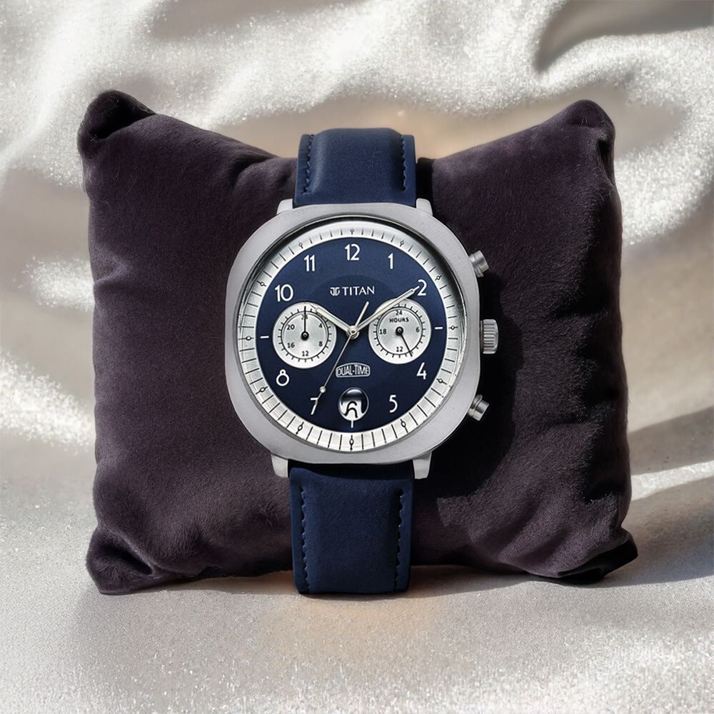 ta-pun2 Buy Online Titan Timeless Treasures Quartz Analog Dual Time Blue