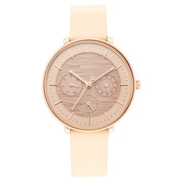 Titan Women's Svelte Rose gold: Multi-Function Watch with Leather Strap