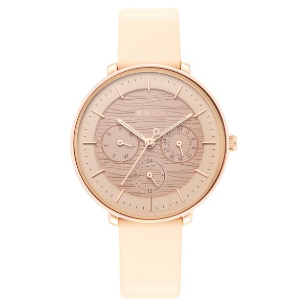 Titan Women's Svelte Rose gold: Multi-Function Watch with Leather Strap - image number 1