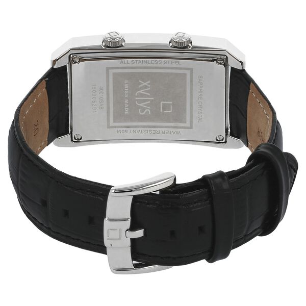 Xylys Swiss Analog Black Leather Strap and Silver Dial Watch For Men - image number 3