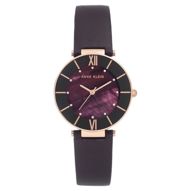 Anne Klein Quartz Analog Purple Dial Leather Strap Watch for Women - image number 0
