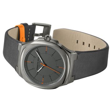 Kenneth Cole Quartz Analog Grey Dial Leather Strap Watch for Men