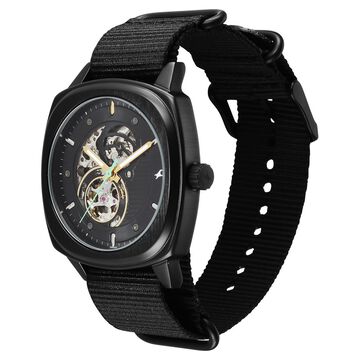 Fastrack Automatics Collection Black Dial Black Stainless Steel Strap Watch For Guys
