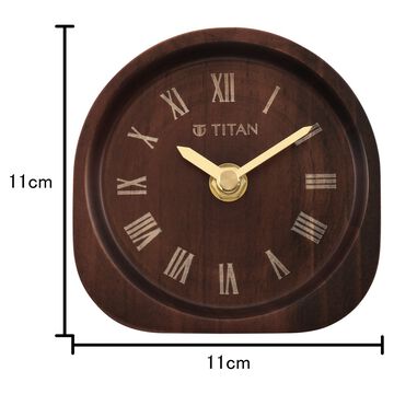 Titan Wooden Table Clock Dark Brown Dial with Silent Sweep Technology