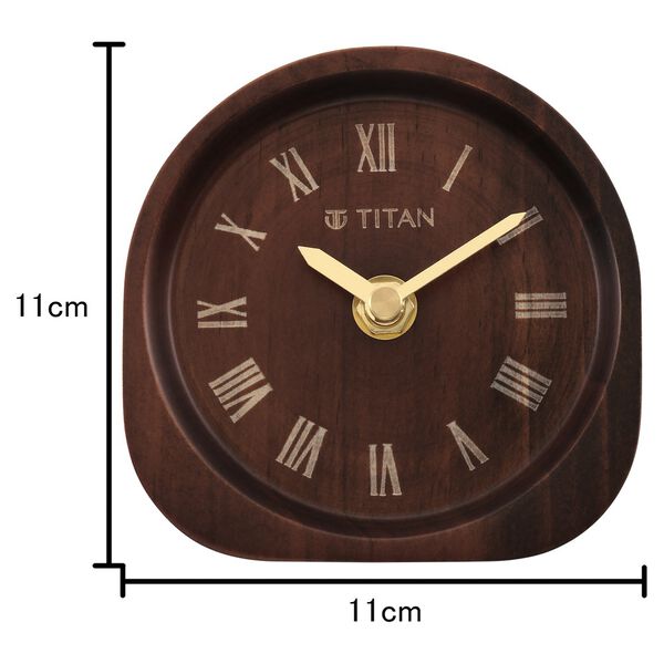 Titan Wooden Table Clock Dark Brown Dial with Silent Sweep Technology - image number 3