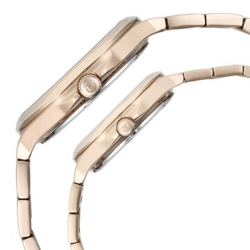 Titan Bandhan Quartz Analog With Sun - Moon Silver Dial Rose Gold Stainless Steel Strap Watch For Couple