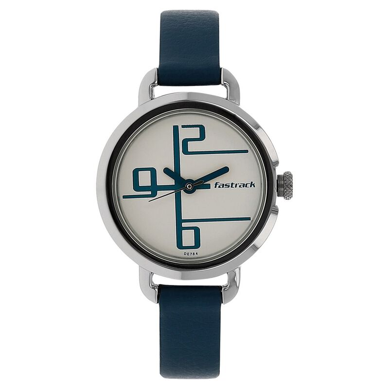 Fastrack Quartz Analog White Dial Leather Strap Watch for Girls