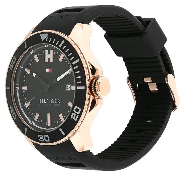 Tommy Hilfiger Quartz Analog with Date Black Dial Silicone Strap Watch for Men - image number 1