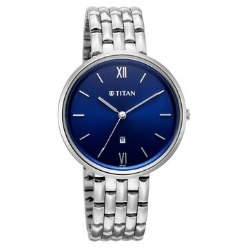 Titan Neo Quartz Analog Blue Dial Silver Metal Strap Watch For Women