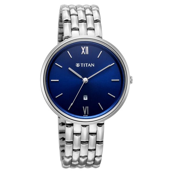 Titan Neo Quartz Analog Blue Dial Silver Metal Strap Watch For Women - image number 1