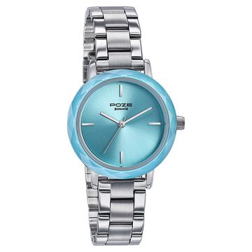 Sonata Poze Quartz Analog Blue Dial Stainless Steel Strap Watch For Women