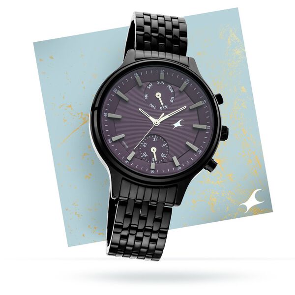 Fastrack Ruffles Quartz Multifunction Purple Dial Stainless Steel Strap Watch for Girls - image number 0