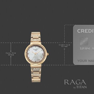 Titan Raga Spotlight Quartz Analog Mother of Pearl Dial Rose Gold Metal Strap Watch For Women