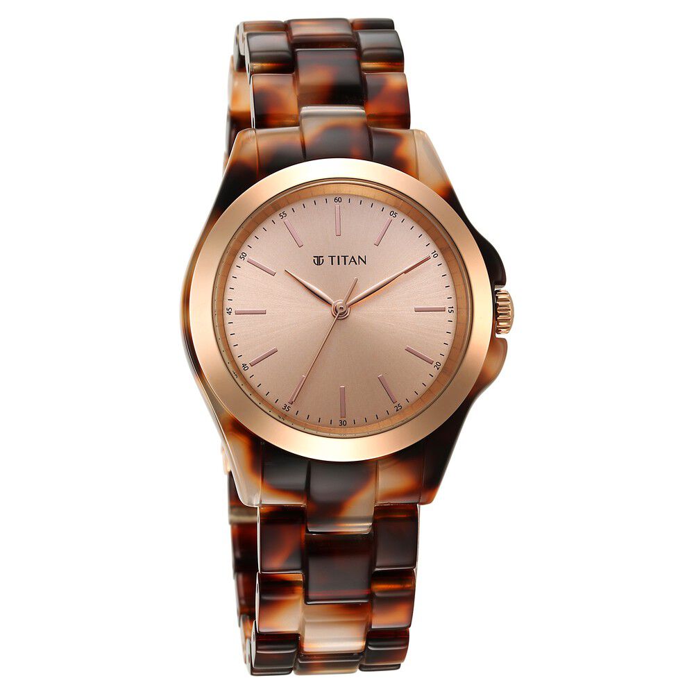 Buy Online Titan Fashion Acetate Rose Gold Dial Analog Acetate Strap Watch for Women 95205kp01 p Titan