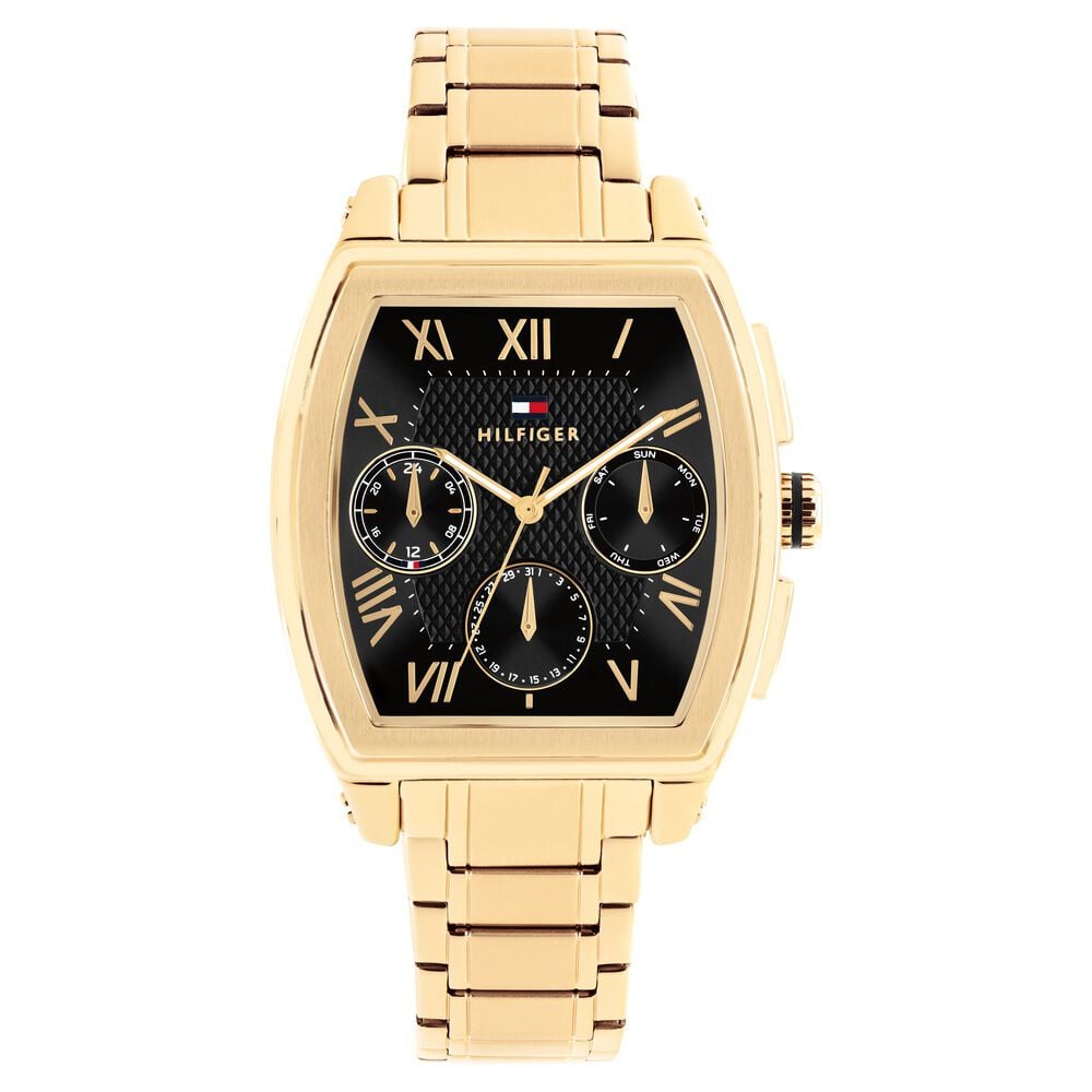Tommy Hilfiger Quartz Multifunction Black Dial Golden Stainless Steel Strap Watch For Men-picture-22