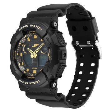 SF Vigour Quartz Digital Analog Digital Black Dial With Black Color Plastic Strap Watch For Unisex