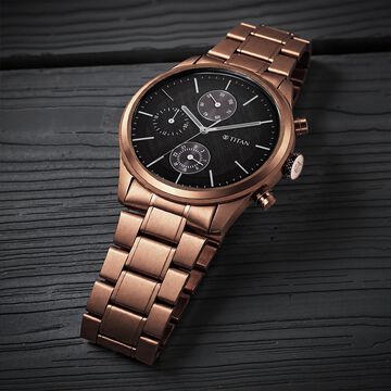 Titan Neo Splash Quartz Multifunction Black Dial Stainless Steel Strap Watch for Men - 42 mm Case Size - Medium Dial