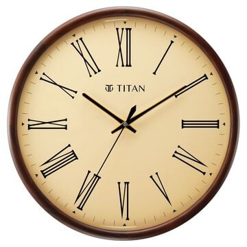 Titan Wooden Wall Clock Light Brown Dial with Roman Numerals and Silent Sweep - 40 cm x 40 cm (Large)