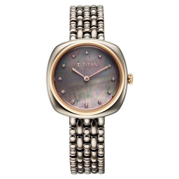 Titan Aura Quartz Analog Titanium Mother of Pearl Dial Titanium Stainless Steel Strap Watch for Women - image number 0