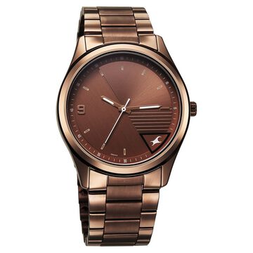 Fastrack Stunners Quartz Analog Brown Dial Brown Metal Strap Watch For Guys